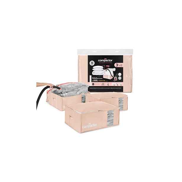 Vakuové plastové úložné boxy na oblečení v sadě 3 ks 65x45x27 cm Pink Edition – Compactor
