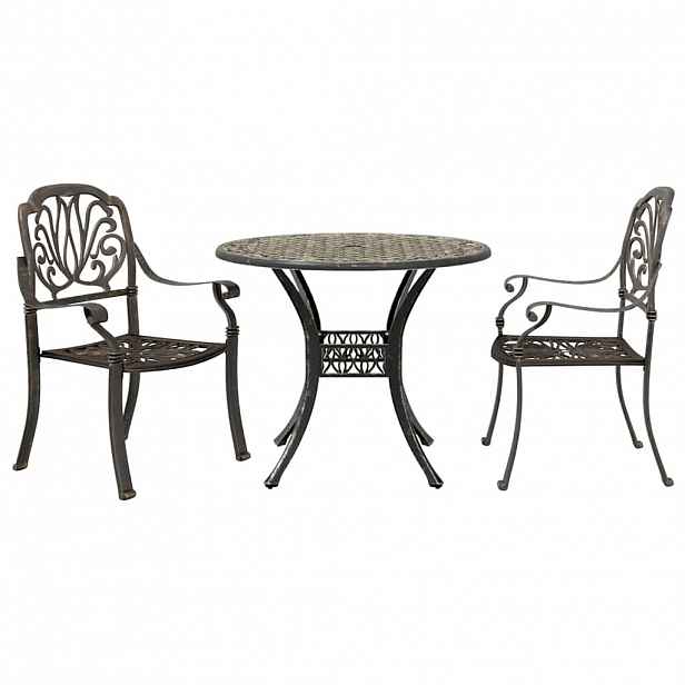 vidaXL 3dílný bistro set bronzový litý hliník