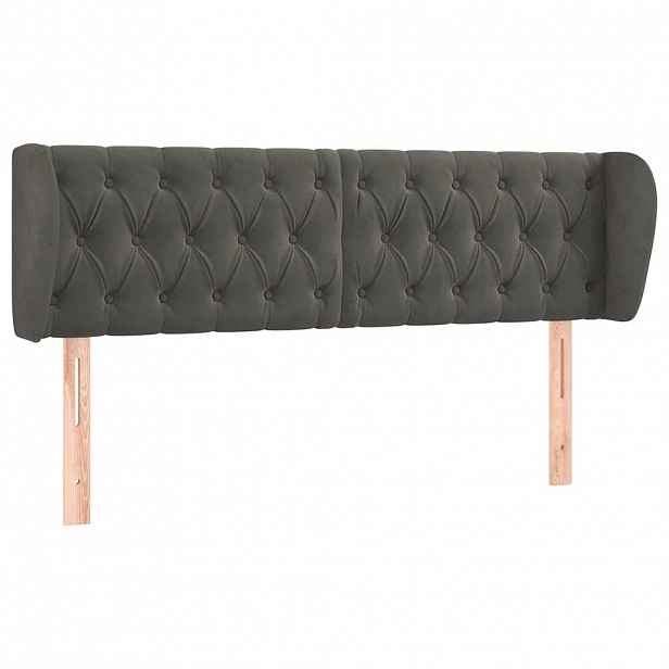 vidaXL Čelo postele typu ušák tmavě šedé 163x23x78/88 cm samet