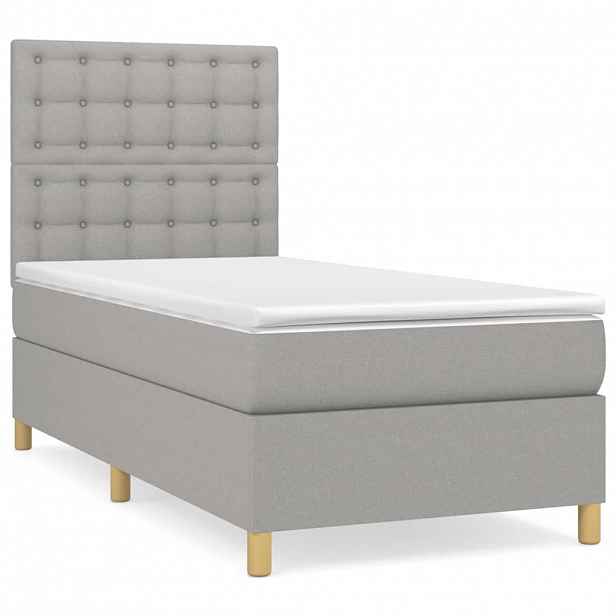vidaXL Box spring postel s matrací světle šedá 90x190 cm textil
