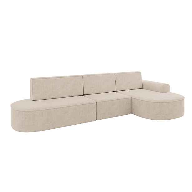 ALTDECOR ROHOVÁ SEDAČKA s funkcí spaní a otomanem, pravá MARI-L2-S 368x167x85 Béžová Velur