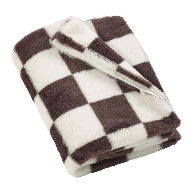 Bílá/tmavě hnědá deka 130x170 cm Cosy Soft Checkerboard – Catherine Lansfield