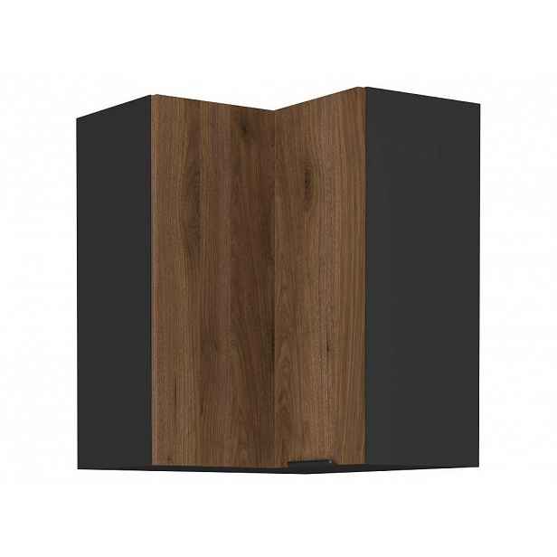 Horní rohová skříňka TOVA 2 - 60x60 cm, ořech okapi / černá