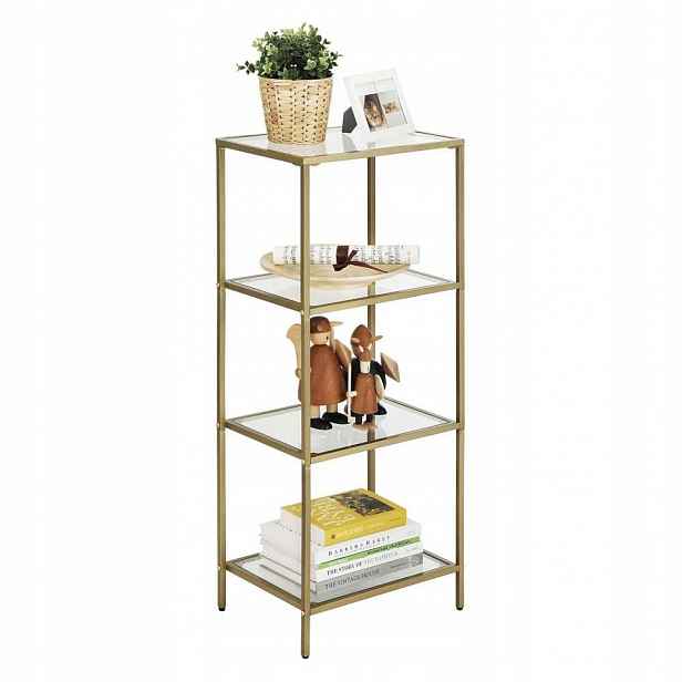 Regál s policemi 4 Úrovně Glamour 40 x 30 x 95 cm skleněná skříňka Zlatá