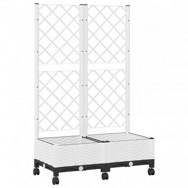 vidaXL Zahradní truhlík s treláží a koly Bílá 80 x 40 x 131,5 cm PP