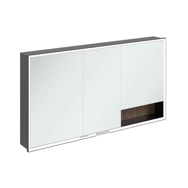 Villeroy & Boch My View+ - Zrcadlová skříňka s LED osvětlením 140x75x17 cm, 3 dvířka, Arizona Oak/matná černá B48214VH