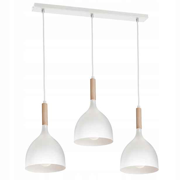 Závěsné svítidlo trojité bílé hnědé dřevěné skandinávské 72 cm Luminex