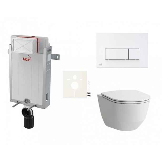 Závěsný set WC Laufen, nádržka Alcaplast Renovmodul, tlačítko CR lesk SIKOAL7