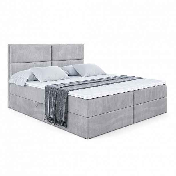 ALTDECOR AMERICKÁ postel s matrací H4 a roštem – AURA – 200 x 200 – H4 – světle šedá