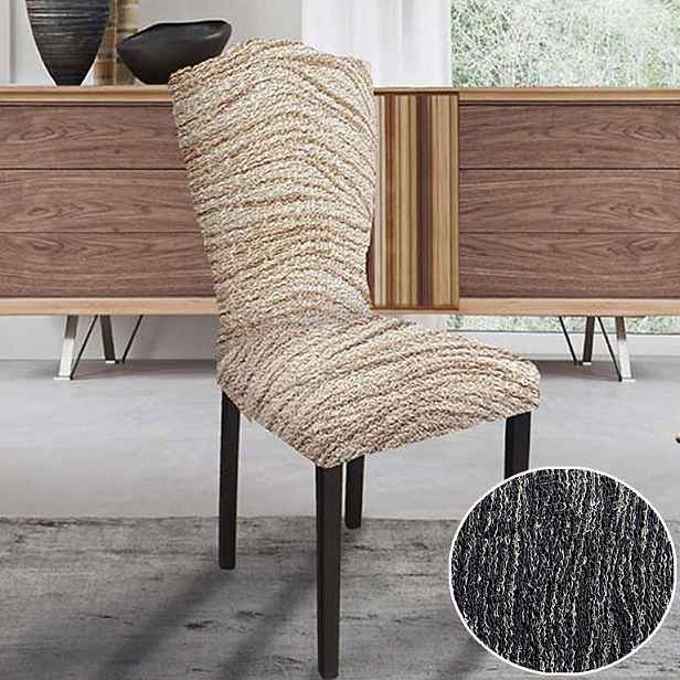 Napínací potah bielastický UNIVERSO NOVÉ žíhané černobílé židle s opěradlem 2 ks 45 x 45 x 50 cm