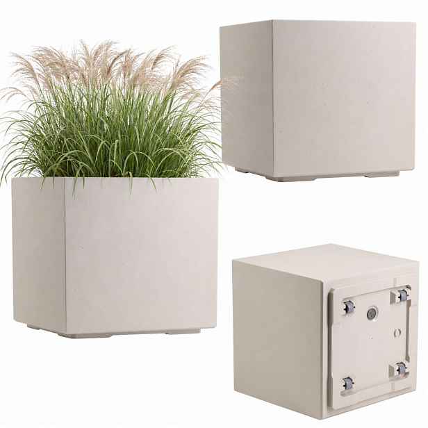 Květináč Na Kolečkách Imitace Beton Béžový 40x40 cm na květiny balkon terasa do domu