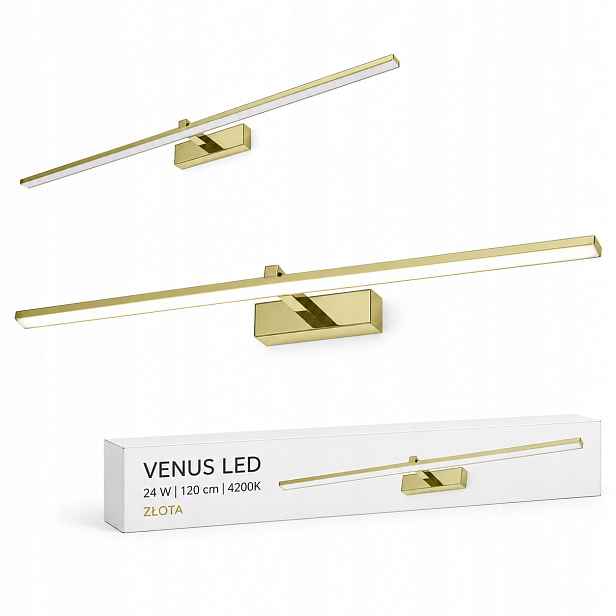 Lampa do kadeřnického salonu Venus Led 24W 120 cm zlatá 4200K IP44 1640lm