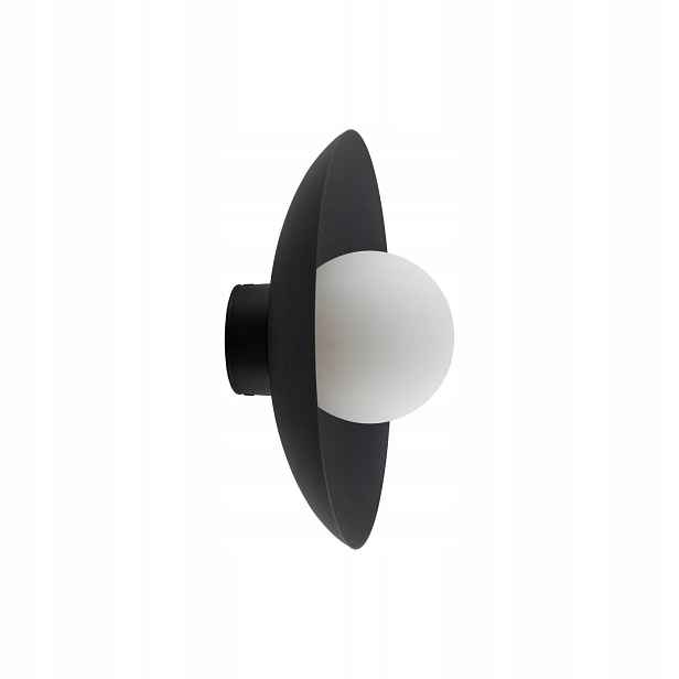 Minimalistická Nástěnná Lampa Černá Skleněné Mléčné Stínítko Tk Lighting