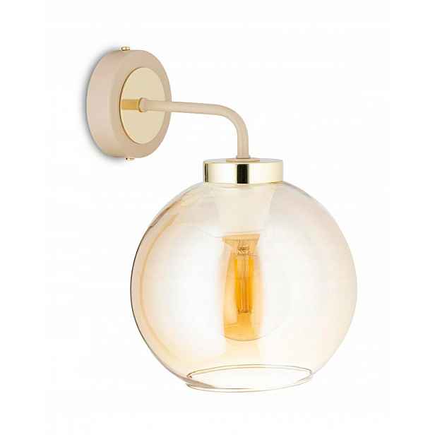 Nástěnná lampa Cris béžová se zlatými akcenty 1xE27 Skleněné stínítko Salon Taupe