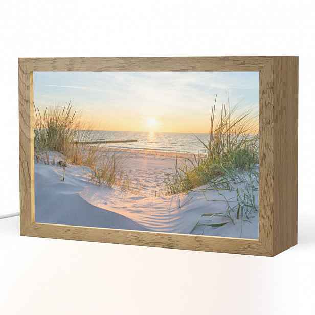 OnlyWow STOLNÍ LAMPA Pláž - Slunce - Duna - Tráva - Písek - Horizont 30x20 cm