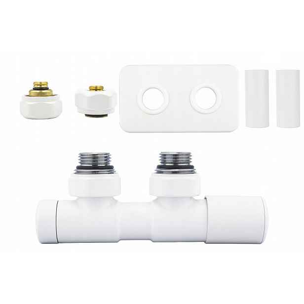 Regulační ventil 50 mm Twins bílý mat pravý Pex rozeta obdélníková