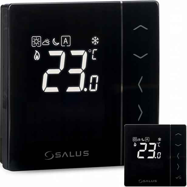 Drátový Termostat Regulátor Teploty Salus VS35W Zapuštěný Černý