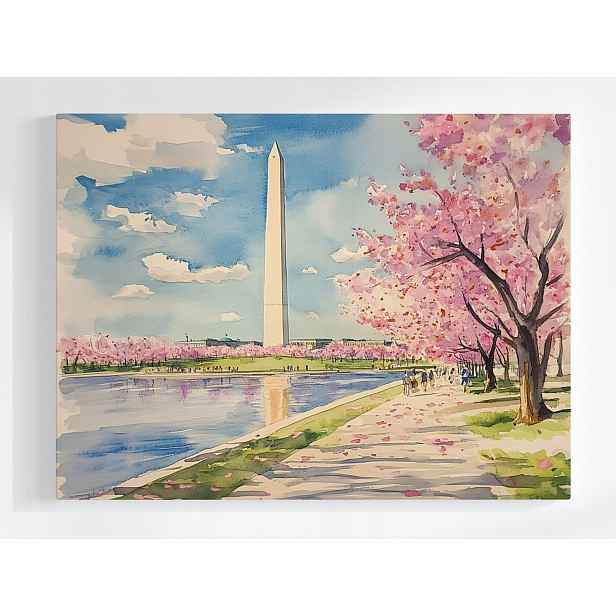 Plakát Město Washington Usa Památník Obelisk Jaro 100x75