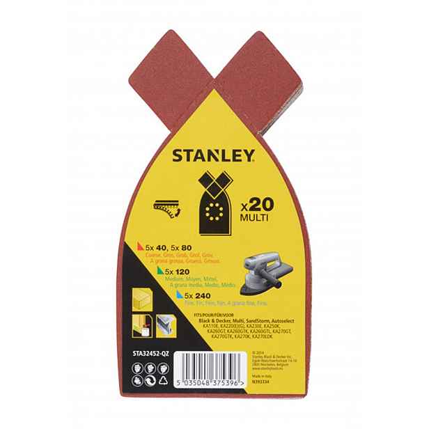Stanley - 20dílná sada brusných papírů STA32452-QZ