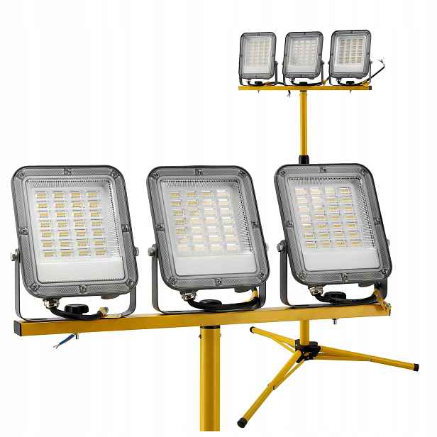 Stativ Halogen Led stavební reflektor 150W 3x50W 13500lm Trojitý Silný