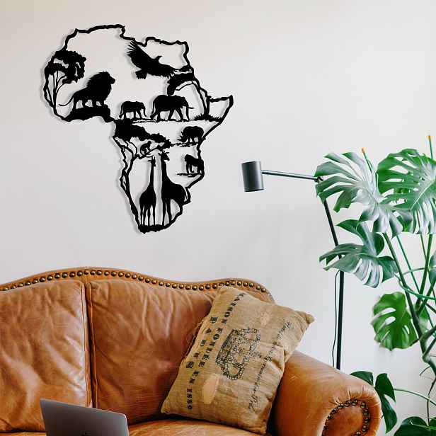 Wallity Nástěnná kovová dekorace African 2 černá