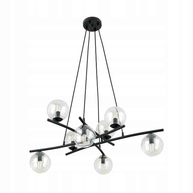 Závěsná lampa lustr černá skleněné koule do obývacího pokoje moderní 8 bodů Emibig