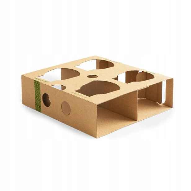 Kartonový držák cup holder na 2/4 kelímky hnědý zásobník Eko 130ks