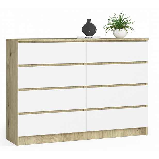Komoda skříňka K140 8 zásuvek artisan-bílá Akd