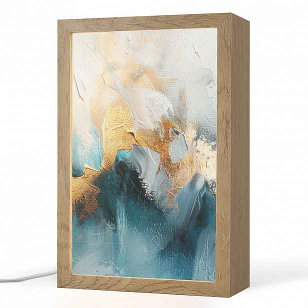 OnlyWow STOLNÍ LAMPA Abstraktní - umění - zlatá - modrá 20x30 cm