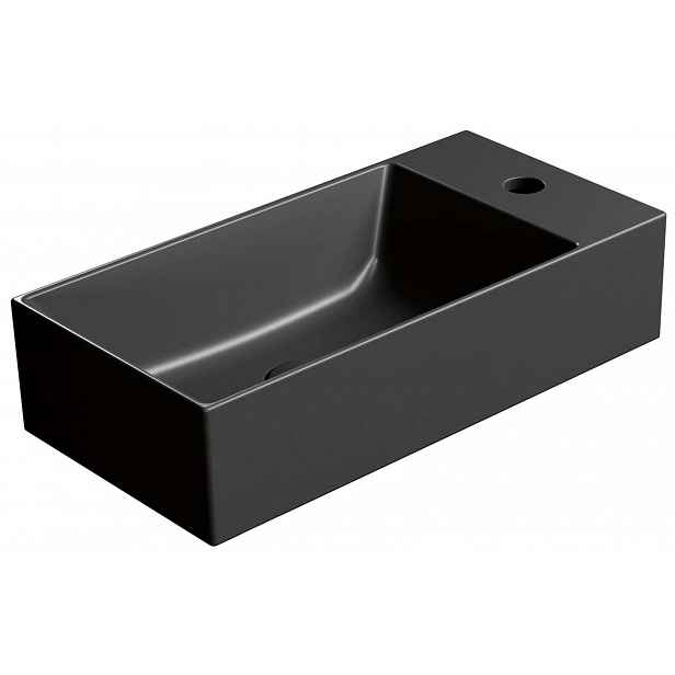 Sapho GSI Kube X - Umývátko 50x25 cm, bez přepadu, otvor pro baterii, matná černá 9486126