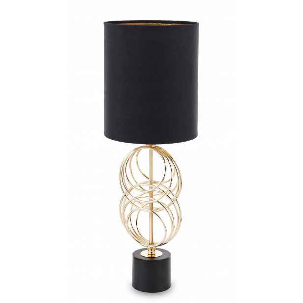 Kovová lampa glamour, černá, zlatá, velké stínítko