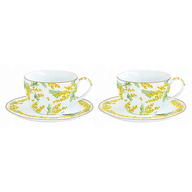 Porcelánový šálek 240 ml sýkorka mimóza 2+2 Sada elegantních dárek