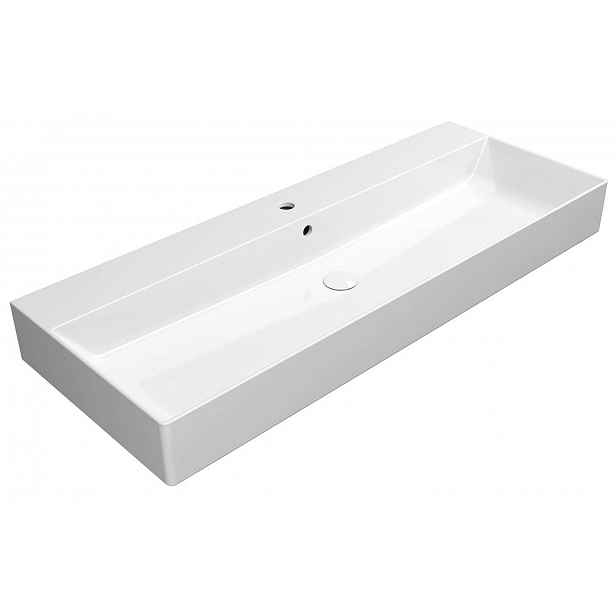 Sapho GSI Kube X - Umyvadlo 120x47 cm, s přepadem, otvor pro baterii, ExtraGlaze, bílá 9424111