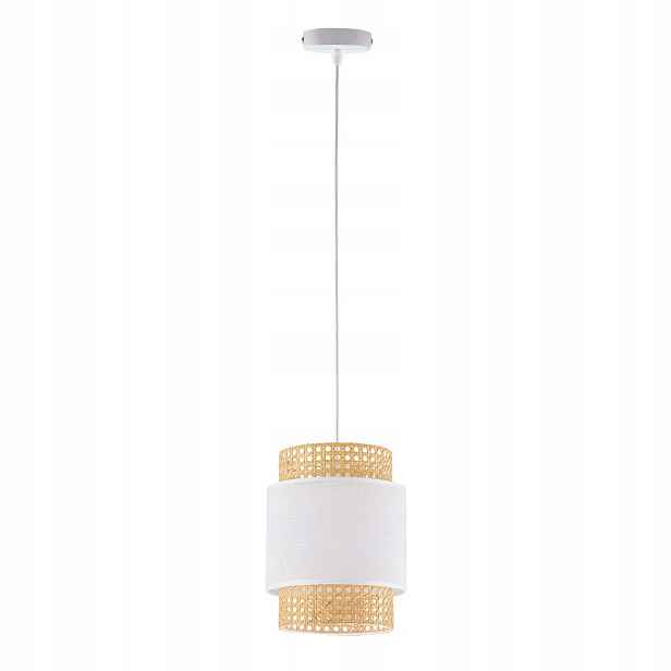 TK-Lighting Závěsná lampa Boho Bílá Rattan E27 15W Ø20 cm