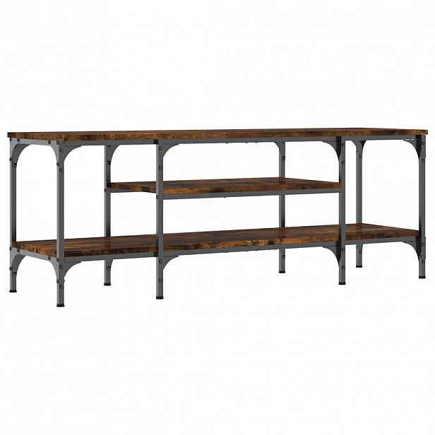 vidaXL TV stolek kouřový dub 121x35x45 cm kompozitní dřevo a železo
