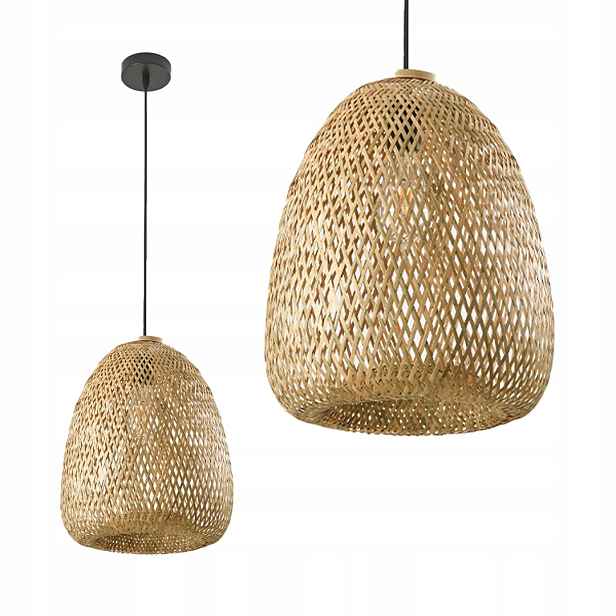 Závěsná lampa Boho Přírodní Bambusová Pletená Stropní na E27