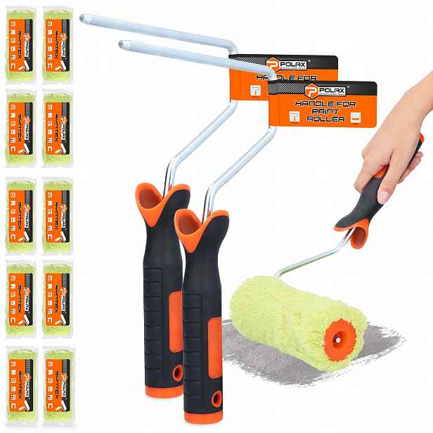 10x Malířský Váleček 18cm Zásoba Váleček Sada Malování 2x Rukojeť Válce U H0-P