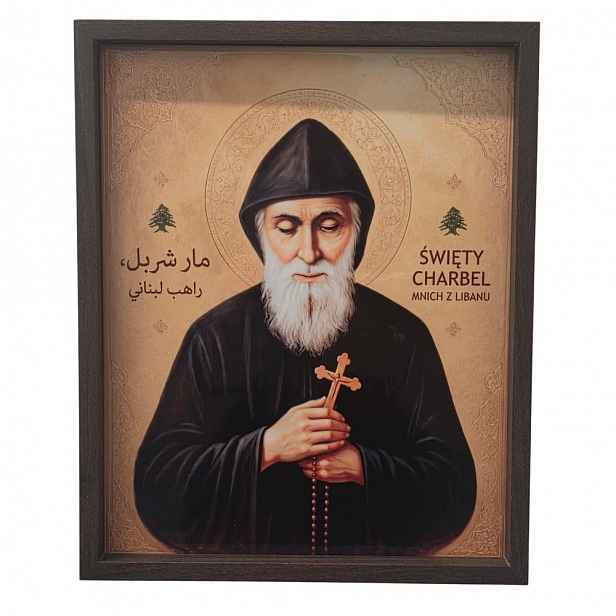 Dekorativní keramická dlažba Svatý Charbel Obraz Dárek Ikona 20x25 Rám