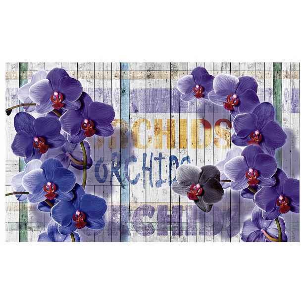 Flízovaná fototapeta Fialové orchideje na dřevěném pozadí 250x175 lepidlo