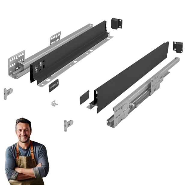 Šuplík Hafele Matrix Slim 500 mm H-64 35 kg 514.10.425 Tenká Antracit