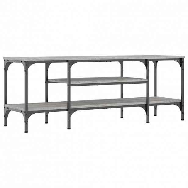 vidaXL TV stolek šedý sonoma 121x35x45 cm kompozitní dřevo a železo