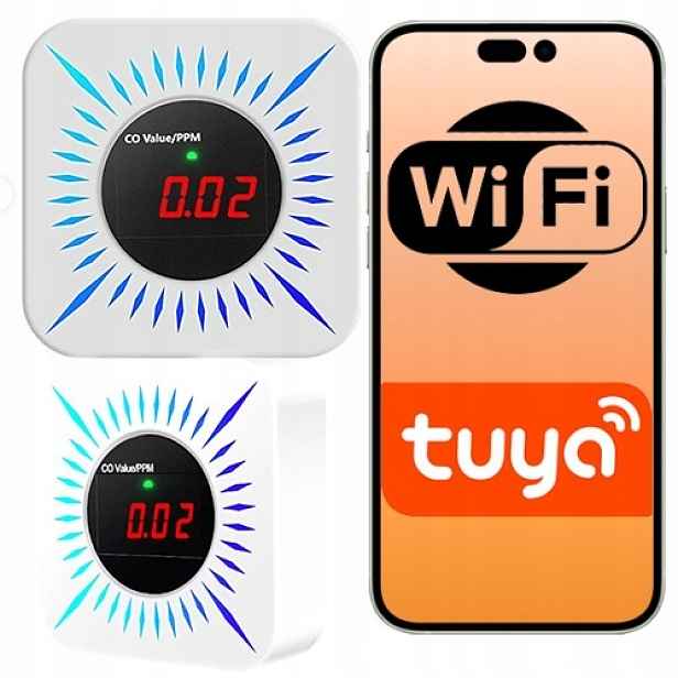 Detektor Oxidu Uhelnatého Co plynu wifi s alarmovou sirénou Tuya Smart life