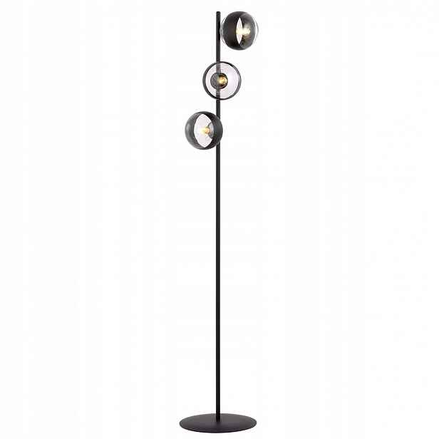 Podlahová lampa Rossi LP3 Stripe 3xE14 černá, skleněné průhledné stínítko