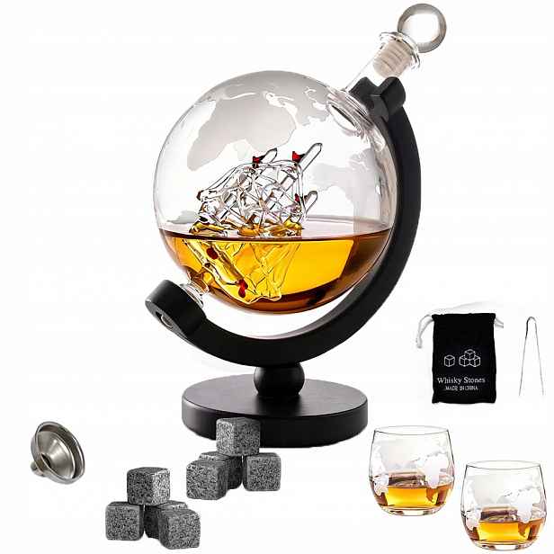 Sada Karafka Globus Na Whisky Sklenice Kameny Dárek Narozeniny Pro Muže