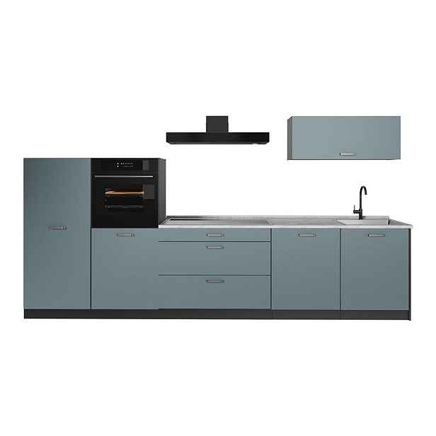 Vicco KUCHYŇSKÝ KOUT R-Line, Modrošedá/Antracit, 340 cm bez pracovní desky