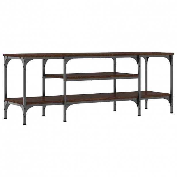vidaXL TV stolek hnědý dub 121 x 35 x 45 cm kompozitní dřevo a železo