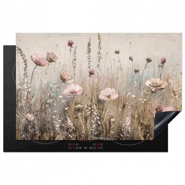MuchoWow KRYT NA INDUKČNÍ DESKU Květiny - Béžová - Suché květiny 81x52 cm