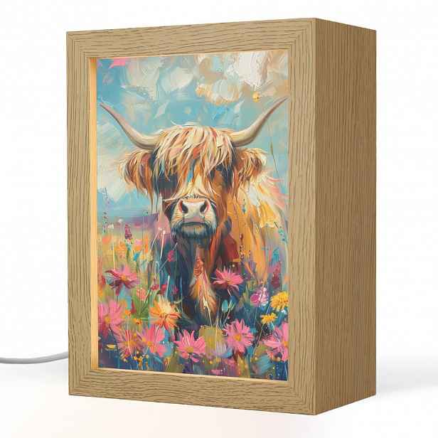 OnlyWow STOLNÍ LAMPA Skotský horal - Příroda - Barevné - Květiny 15x20 cm