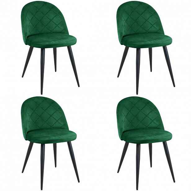RAUMHIRSCH FURNITURE ČALOUNĚNÁ ŽIDLE, sada 4 ks, kovové nohy, zelená 50/77/46