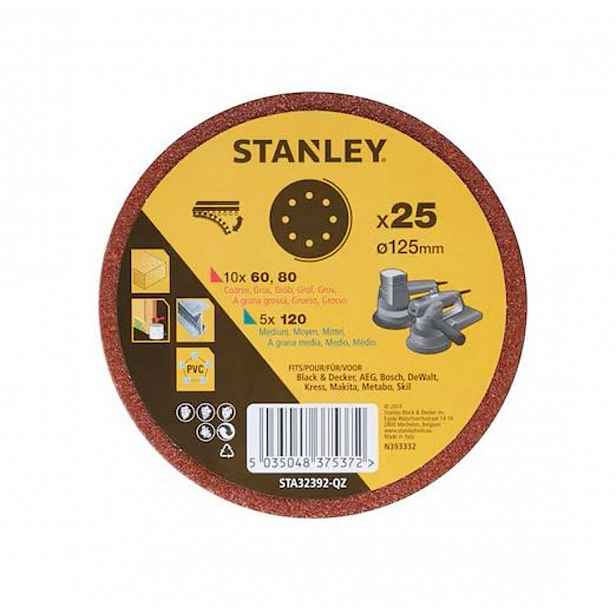 Stanley - 25dílná sada brusných papírů, průměr 125 mm STA32392-QZ